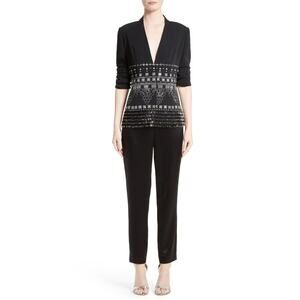 St John Caviar Womens Sz 10 Emma Satin Ankle Pants Black Straight Leg High Rise